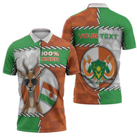 Personalized Niger Zipper Polo Shirt Dama Gazelle Waving Flag Funny Style