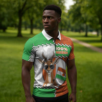 Personalized Niger Zipper Polo Shirt Dama Gazelle Waving Flag Funny Style