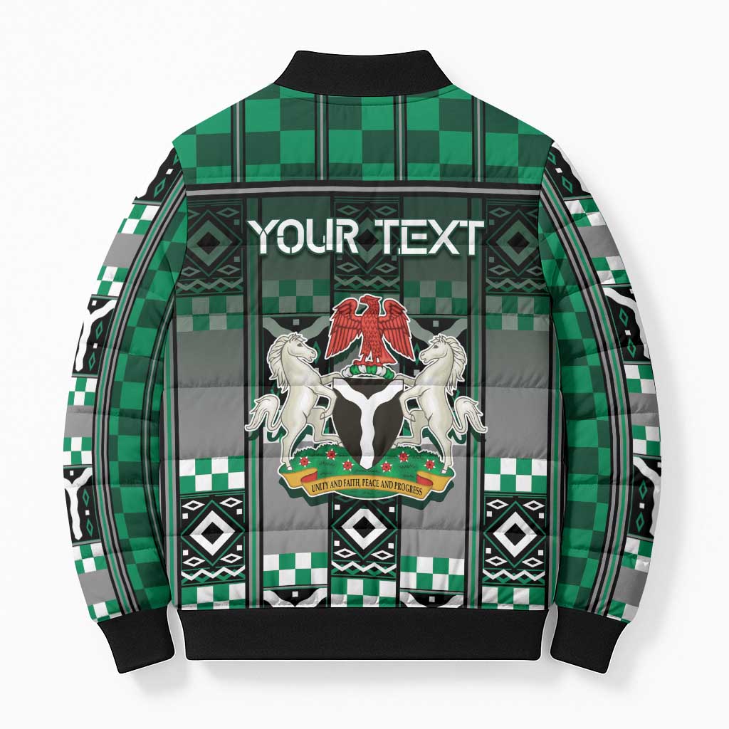 Personalized Nigeria Bomber Puffer Jacket Eagle With Tribal Patterns