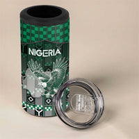 Personalized Nigeria 4 in 1 Can Cooler Tumbler Eagle With Tribal Patterns