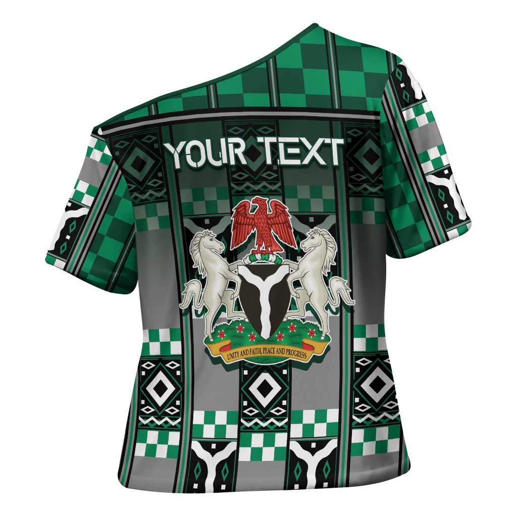 Personalized Nigeria Cross Shoulder Shirt Eagle With Tribal Patterns