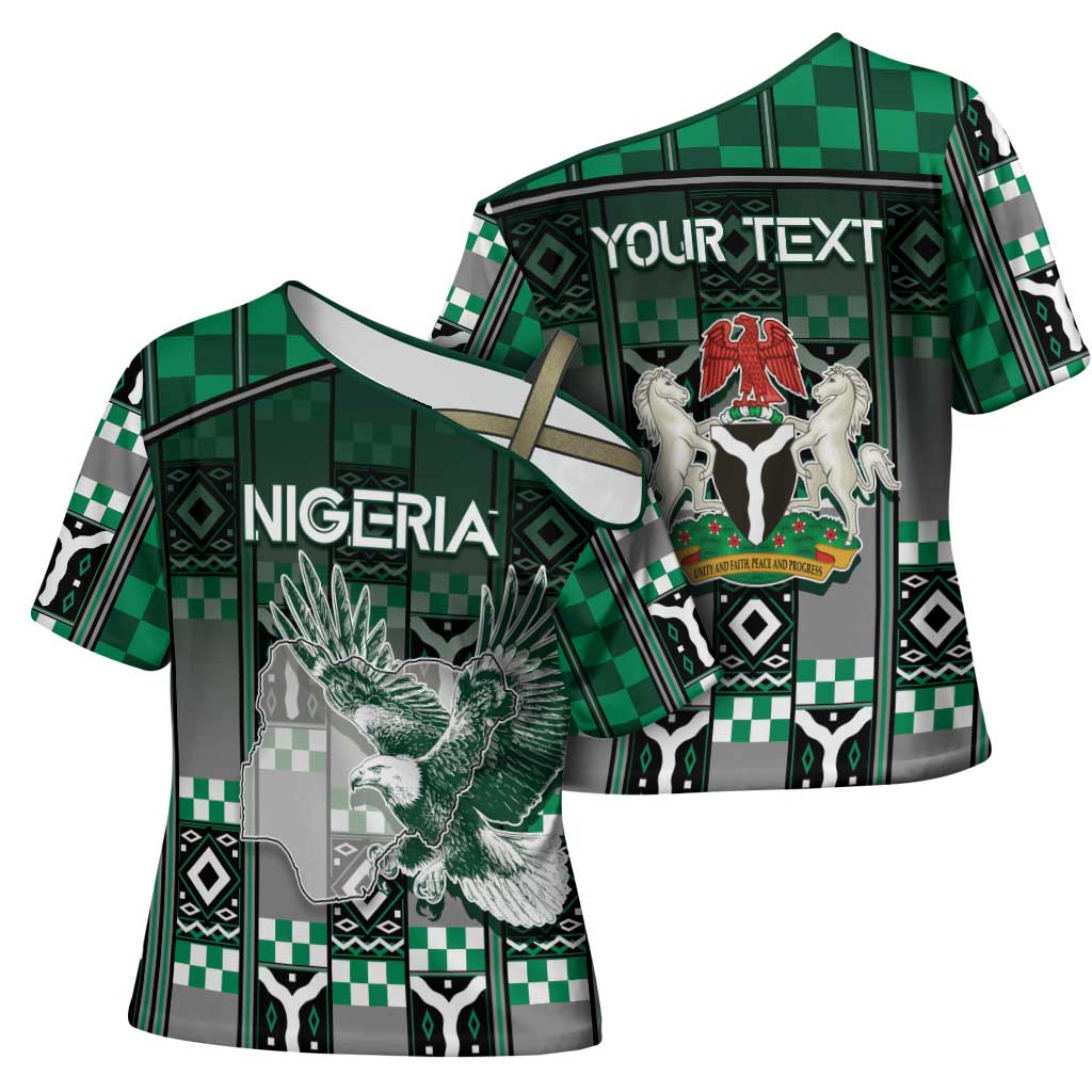 Personalized Nigeria Cross Shoulder Shirt Eagle With Tribal Patterns