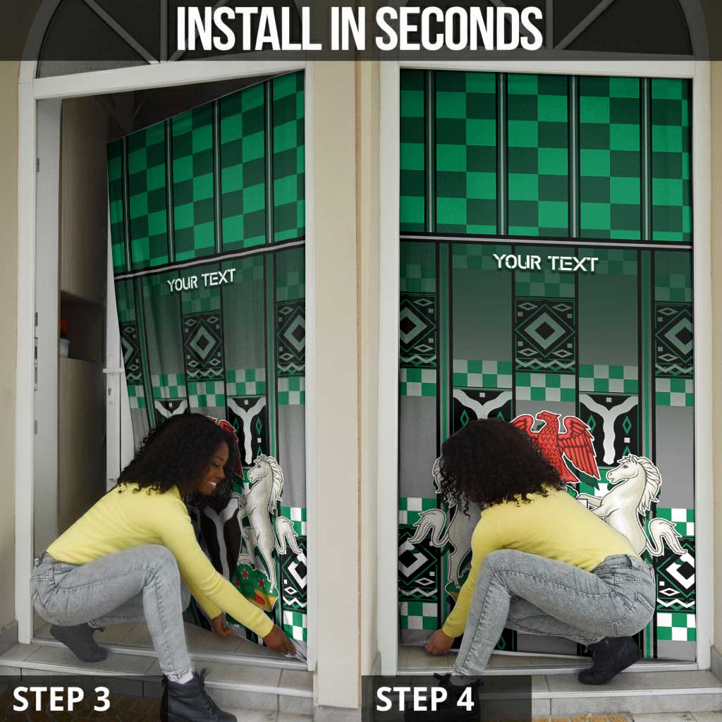 Personalized Nigeria Door Cover Eagle With Tribal Patterns