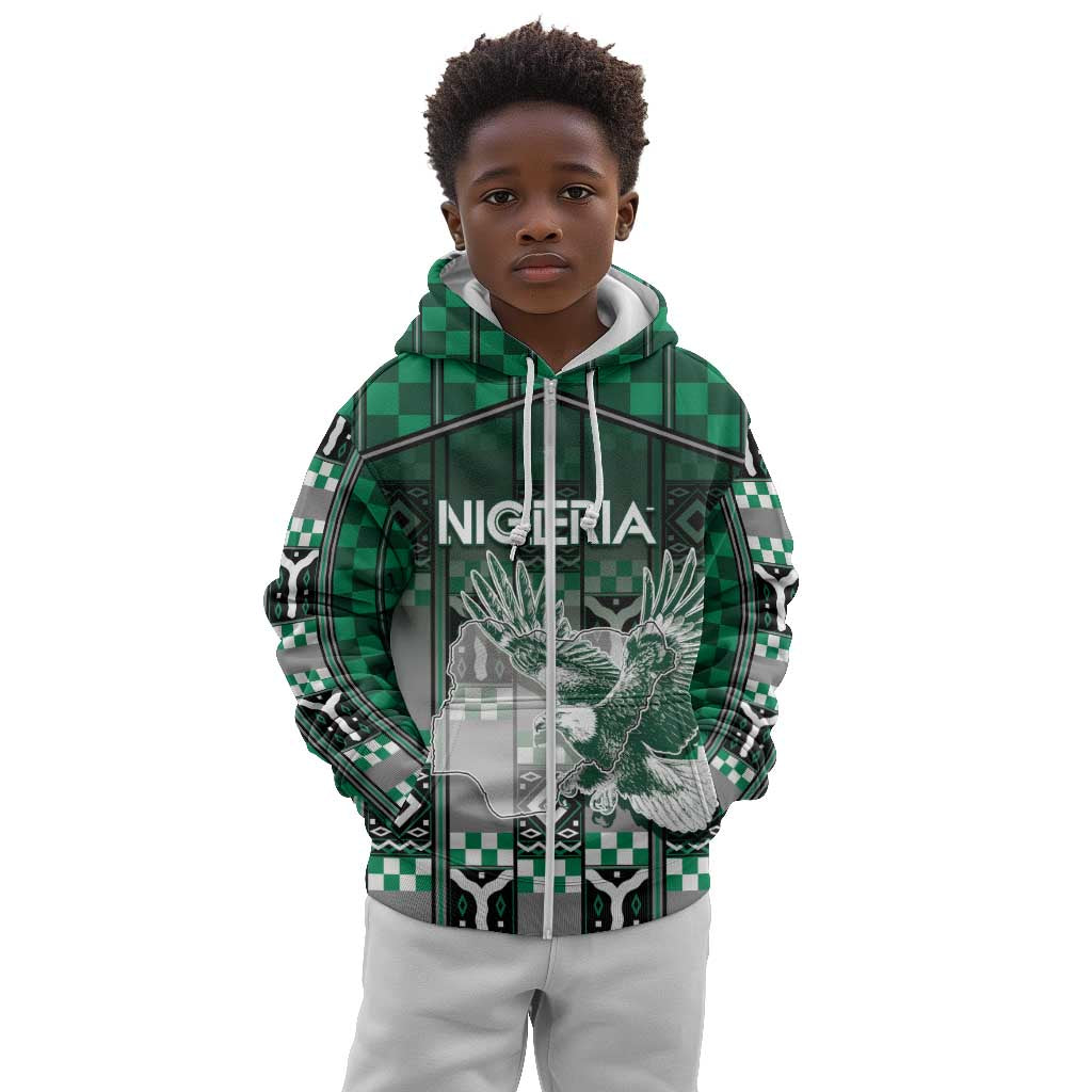 Personalized Nigeria Kid Hoodie Eagle With Tribal Patterns