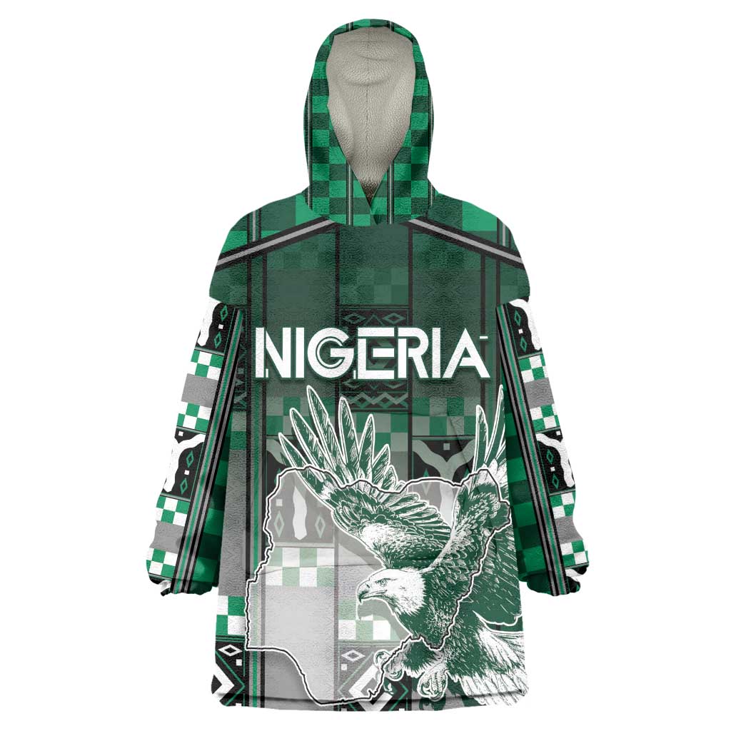 Personalized Nigeria Kid Wearable Blanket Hoodie Eagle With Tribal Patterns