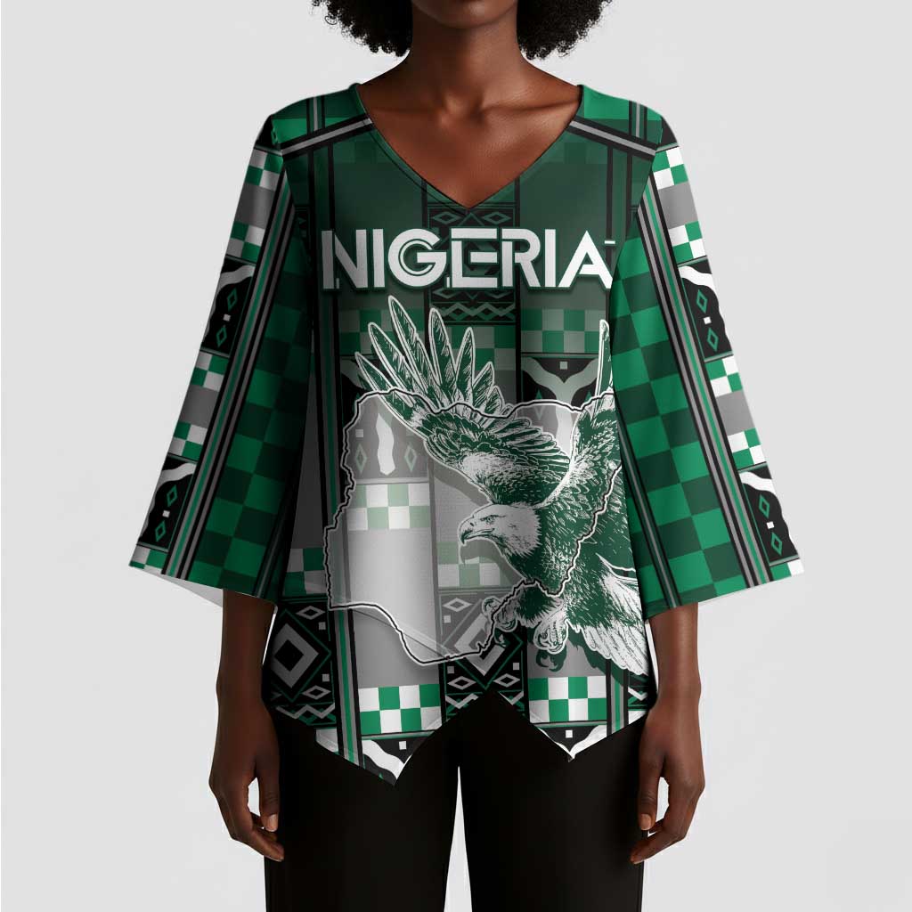 Personalized Nigeria Kimono Sleeve Blouse Eagle With Tribal Patterns