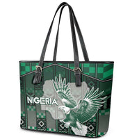 Nigeria Leather Tote Bag Eagle With Tribal Patterns
