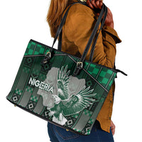 Nigeria Leather Tote Bag Eagle With Tribal Patterns