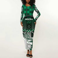 Personalized Nigeria Long Sleeve Bodycon Dress Eagle With Tribal Patterns
