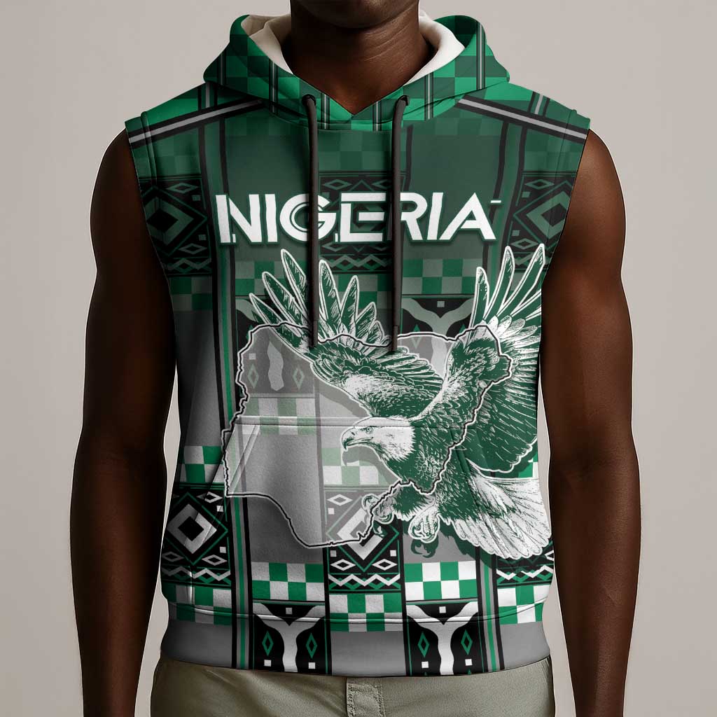 Personalized Nigeria Sleeveless Hoodie Eagle With Tribal Patterns