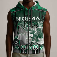 Personalized Nigeria Sleeveless Zip Hoodie Eagle With Tribal Patterns