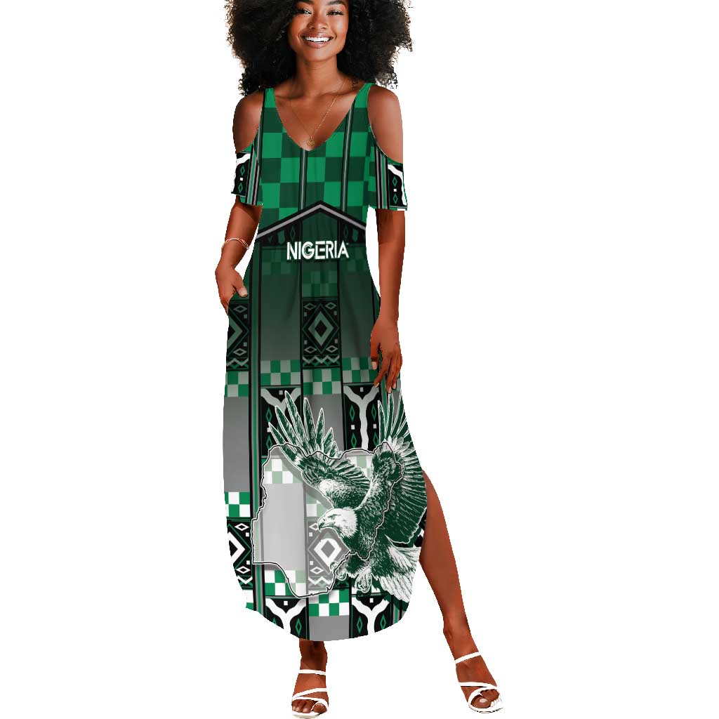 Personalized Nigeria Summer Maxi Dress Eagle With Tribal Patterns