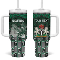 Personalized Nigeria Tumbler With Handle Eagle With Tribal Patterns