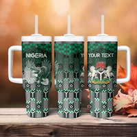 Personalized Nigeria Tumbler With Handle Eagle With Tribal Patterns