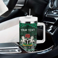 Personalized Nigeria Tumbler With Handle Eagle With Tribal Patterns