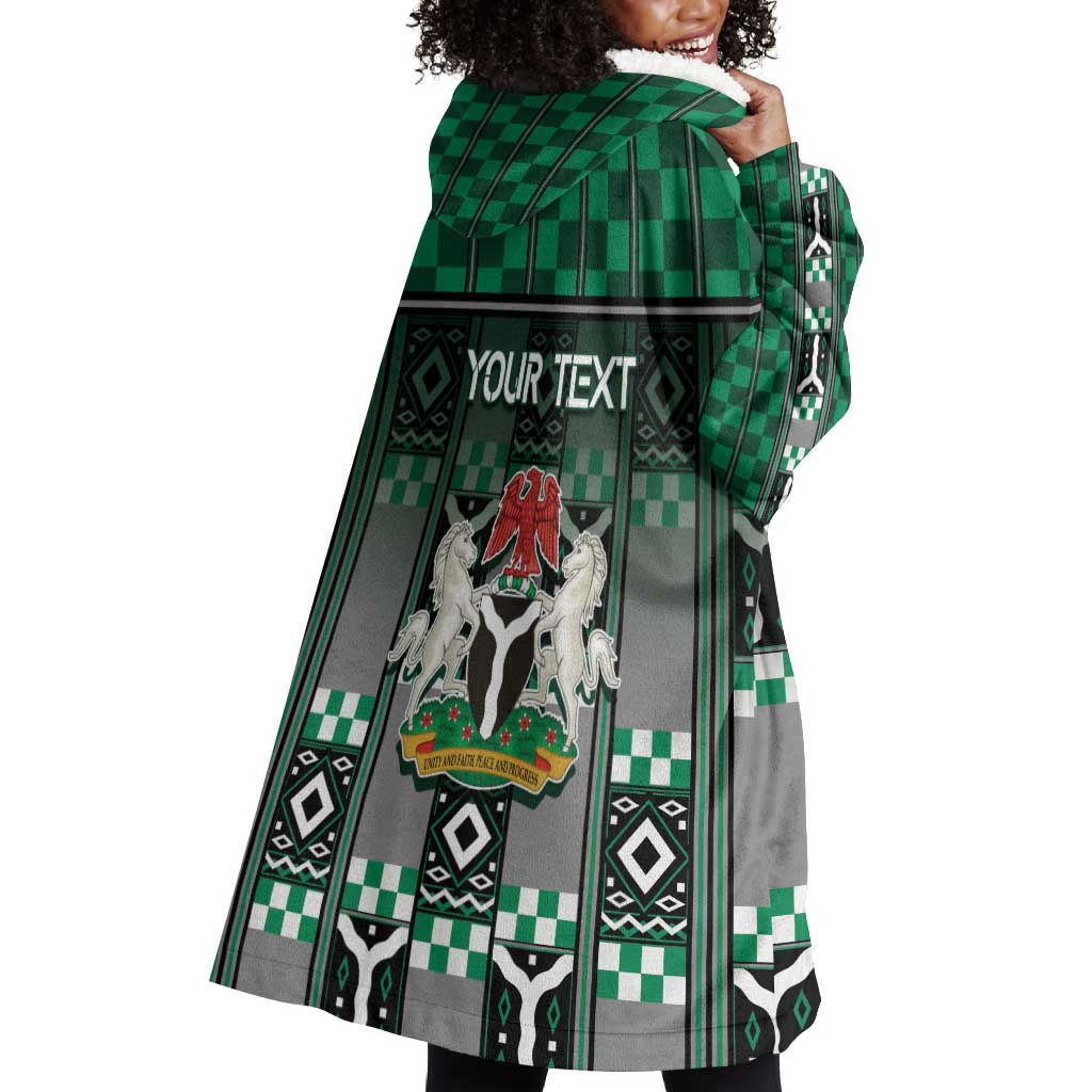 Personalized Nigeria Wearable Blanket Hoodie Eagle With Tribal Patterns