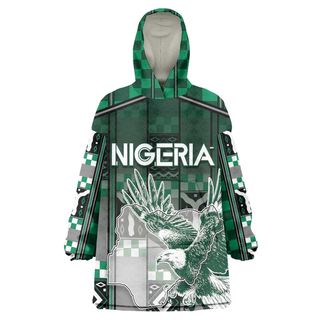 Personalized Nigeria Wearable Blanket Hoodie Eagle With Tribal Patterns