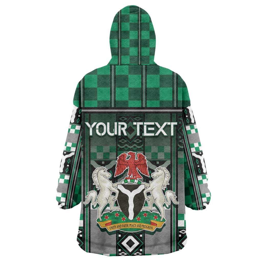 Personalized Nigeria Wearable Blanket Hoodie Eagle With Tribal Patterns