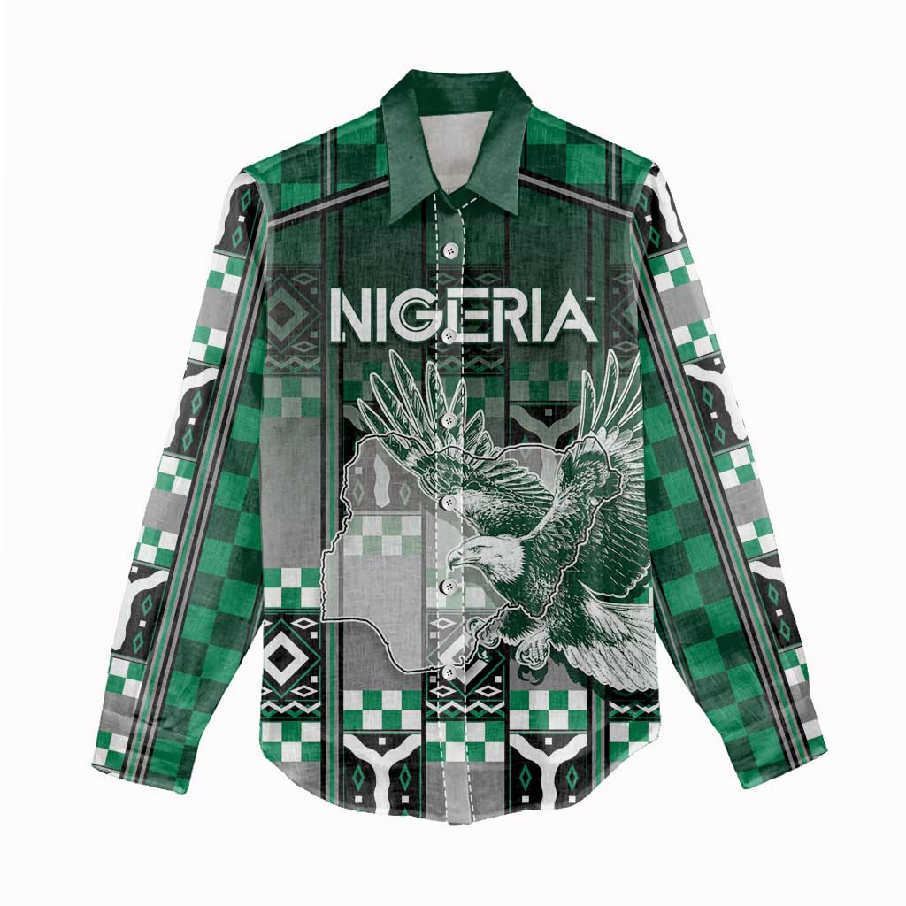 Personalized Nigeria Women Casual Shirt Eagle With Tribal Patterns