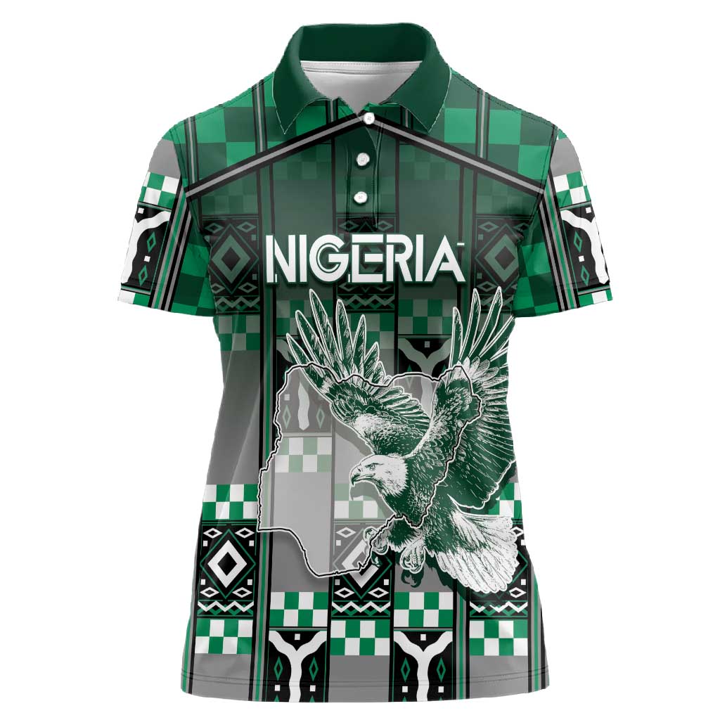 Personalized Nigeria Women Polo Shirt Eagle With Tribal Patterns
