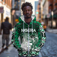 Personalized Nigeria Zip Hoodie Eagle With Tribal Patterns