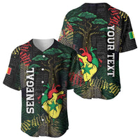 Personalized Senegal Baseball Jersey Heart Baobab Art Grunge Style