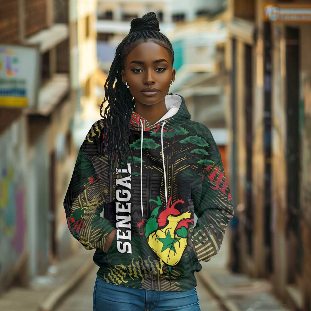 Personalized Senegal Hoodie Heart Baobab Art Grunge Style