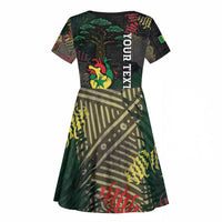 Personalized Senegal Kid Short Sleeve Dress Heart Baobab Art Grunge Style
