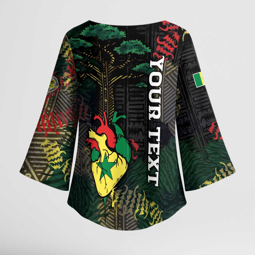 Personalized Senegal Kimono Sleeve Blouse Heart Baobab Art Grunge Style