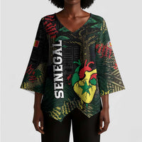 Personalized Senegal Kimono Sleeve Blouse Heart Baobab Art Grunge Style