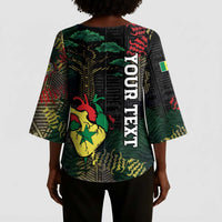 Personalized Senegal Kimono Sleeve Blouse Heart Baobab Art Grunge Style