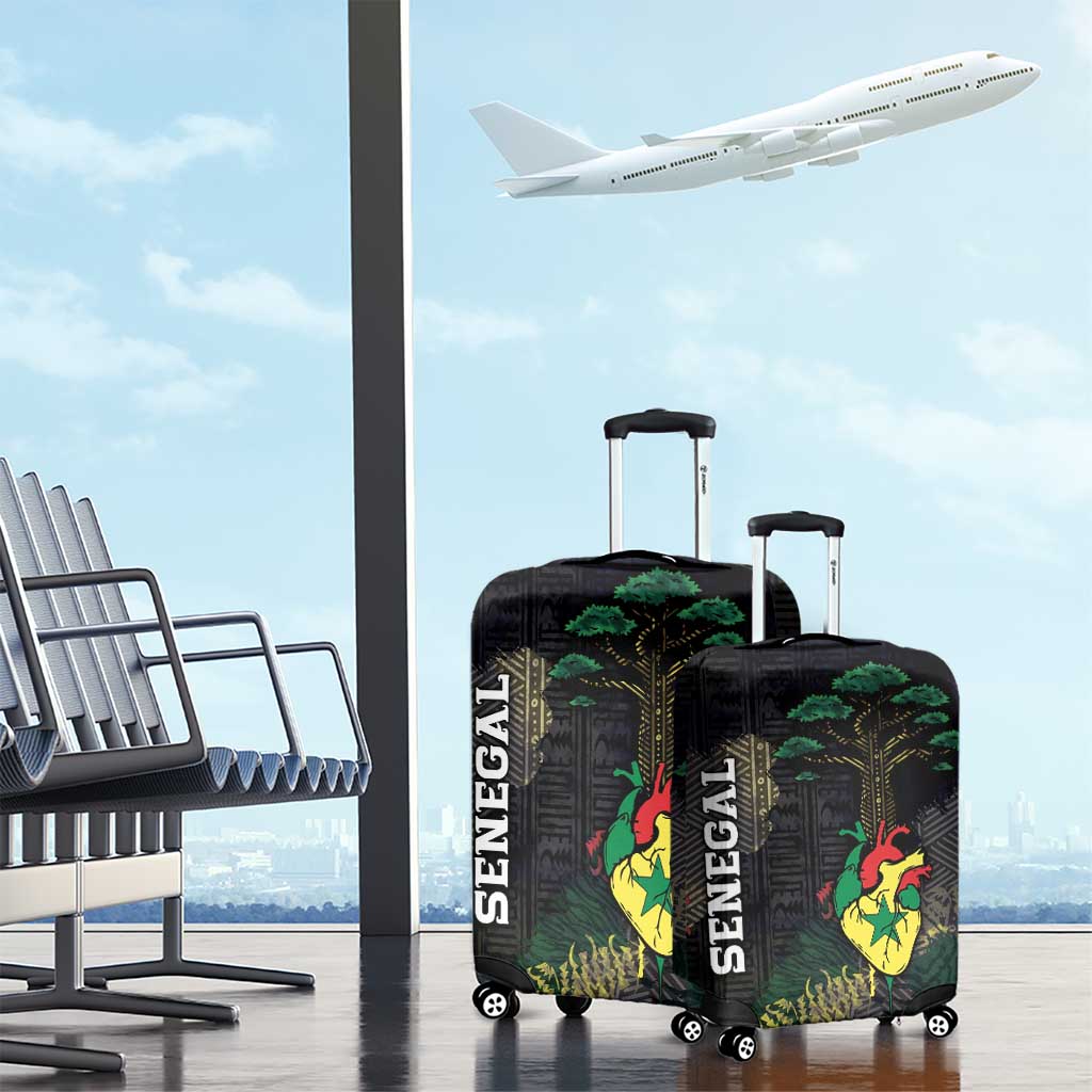 Senegal Luggage Cover Heart Baobab Art Grunge Style