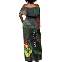 Personalized Senegal Off Shoulder Maxi Dress Heart Baobab Art Grunge Style