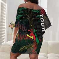 Personalized Senegal Off Shoulder Short Dress Heart Baobab Art Grunge Style