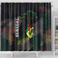 Senegal Shower Curtain Heart Baobab Art Grunge Style