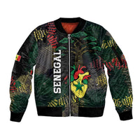 Personalized Senegal Sleeve Zip Bomber Jacket Heart Baobab Art Grunge Style