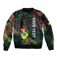 Personalized Senegal Sleeve Zip Bomber Jacket Heart Baobab Art Grunge Style