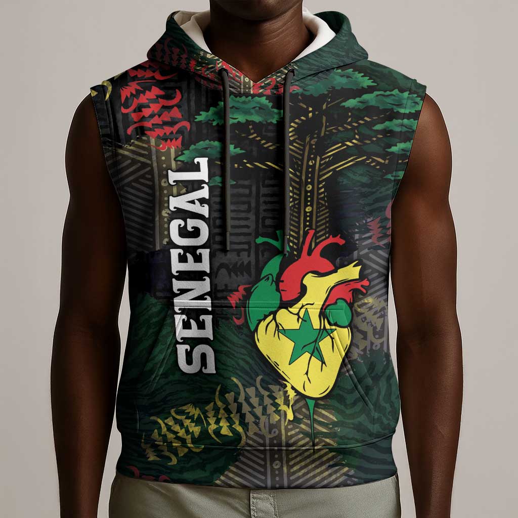 Personalized Senegal Sleeveless Hoodie Heart Baobab Art Grunge Style