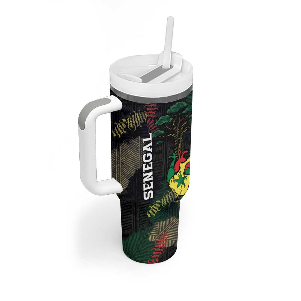 Personalized Senegal Tumbler With Handle Heart Baobab Art Grunge Style