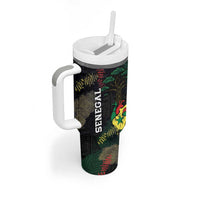 Personalized Senegal Tumbler With Handle Heart Baobab Art Grunge Style