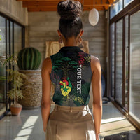 Personalized Senegal Women Sleeveless Polo Shirt Heart Baobab Art Grunge Style