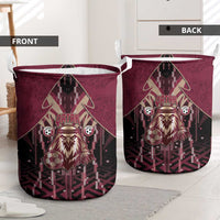 Qatar Football Laundry Basket Glitch Style Falcon With Arabic Patterns