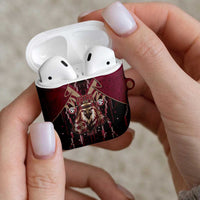 Qatar Football AirPods Case Glitch Style Falcon With Arabic Patterns