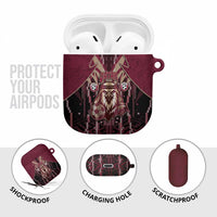 Qatar Football AirPods Case Glitch Style Falcon With Arabic Patterns