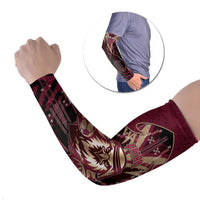 Custom Qatar Football Arm Sleeves Glitch Style Falcon With Arabic Patterns