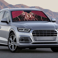 Qatar Football Auto Sun Shade Glitch Style Falcon With Arabic Patterns