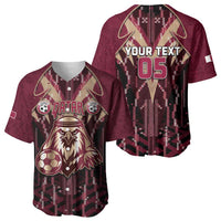 Custom Qatar Football Baseball Jersey Glitch Style Falcon With Arabic Patterns