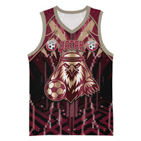 Custom Qatar Football Basketball Jersey Glitch Style Falcon With Arabic Patterns