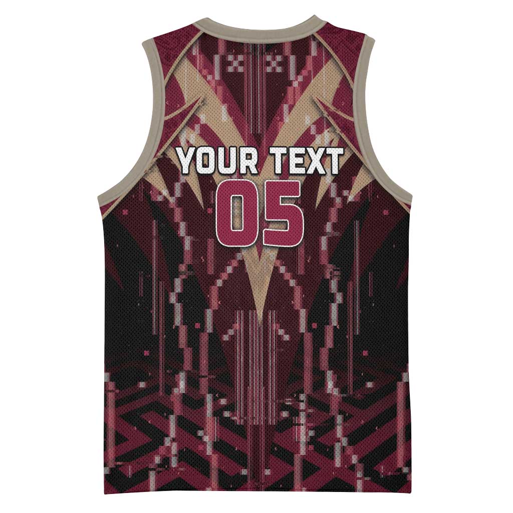 Custom Qatar Football Basketball Jersey Glitch Style Falcon With Arabic Patterns