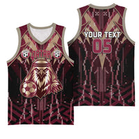 Custom Qatar Football Basketball Jersey Glitch Style Falcon With Arabic Patterns